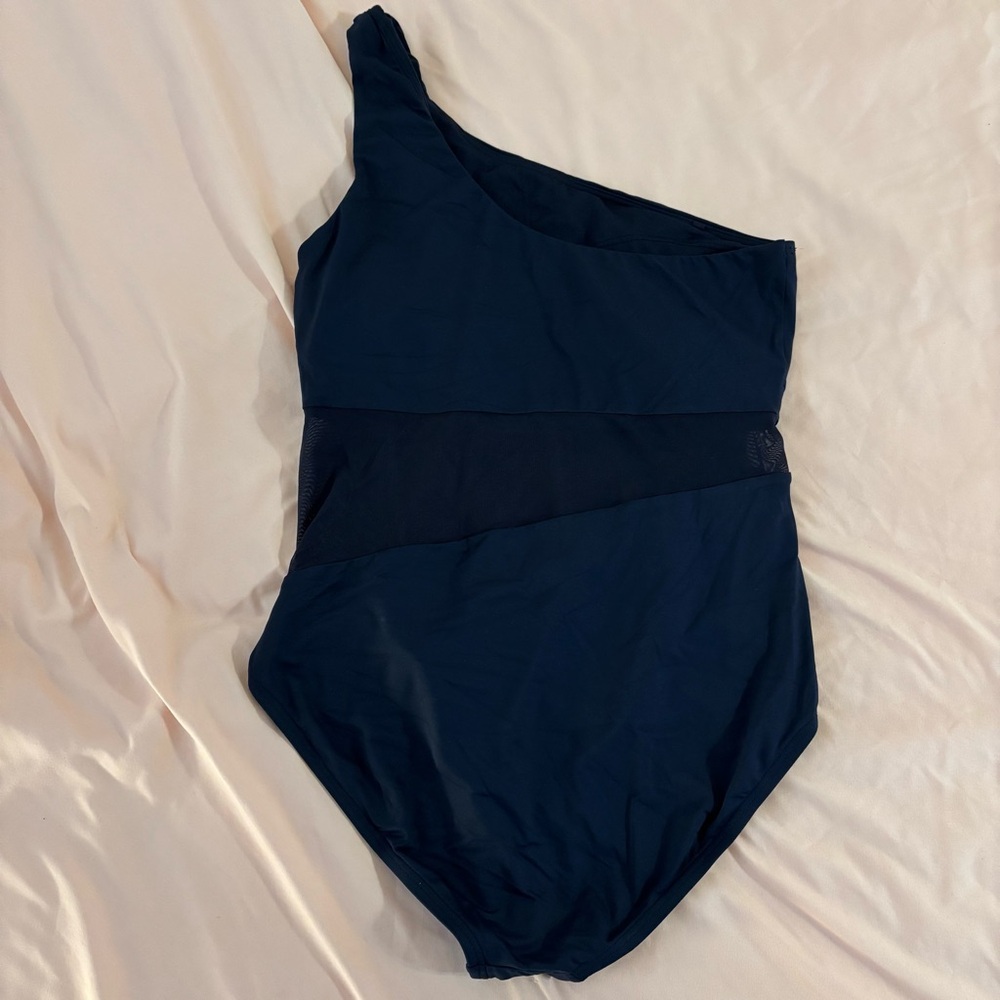 MICHAEL Michael Kors Navy One-Shoulder One Piece